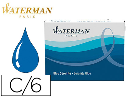 Fournitures de bureau : Cartouche waterman courte standard encre bleue effaçable étui de 6 