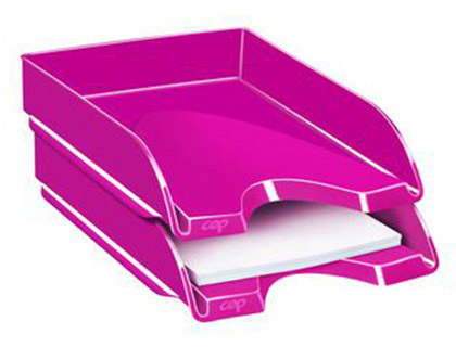 Papeterie Scolaire : Corbeille à courrier cep pro polystyrène 2 renforts latéraux coloris rose pepsy
