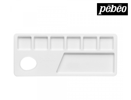 Fourniture de bureau : Palette pébéo élite en plastique 6 godets blanc
