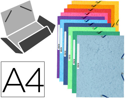 Chemise exacompta carte lustrée 5/10e 400g 3 rabats et élastique a4 format 240x320mm coloris vifs assortis