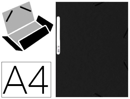 Chemise exacompta carte lustrée 5/10e 400g 3 rabats et élastique a4 format 240x320mm coloris noir