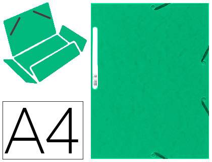 Chemise exacompta carte lustrée 5/10e 400g 3 rabats et élastique a4 format 240x320mm coloris vert