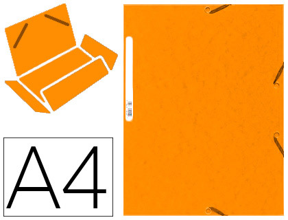 Chemise exacompta carte lustrée 5/10e 400g 3 rabats et élastique a4 format 240x320mm coloris orange