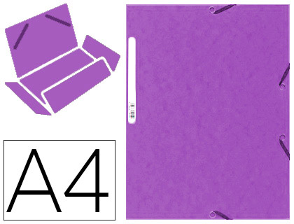Chemise exacompta carte lustrée 5/10e 400g 3 rabats et élastique a4 format 240x320mm coloris violet