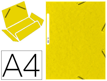 Chemise exacompta carte lustrée 5/10e 400g 3 rabats et élastique a4 format 240x320mm coloris jaune