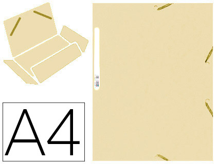 Chemise exacompta carte lustrée 5/10e 400g 3 rabats et élastique a4 format 240x320mm coloris ivoire