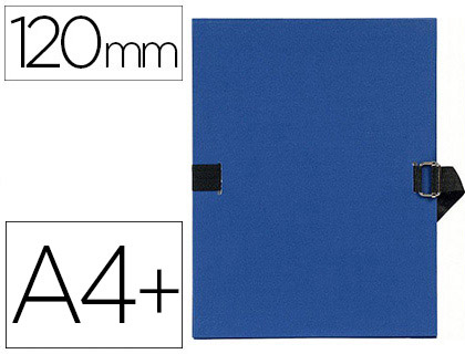 Chemise exacompta carton papier toilé 240x320mm dos extensible 120mm sangle coton boucle crantée coloris bleu marine