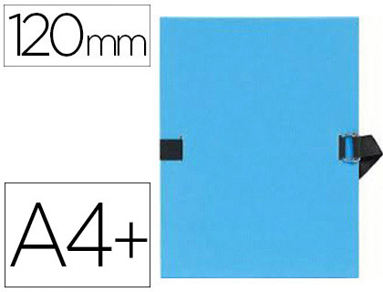 Chemise exacompta carton papier toilé 240x320mm dos extensible 120mm sangle coton boucle crantée coloris bleu