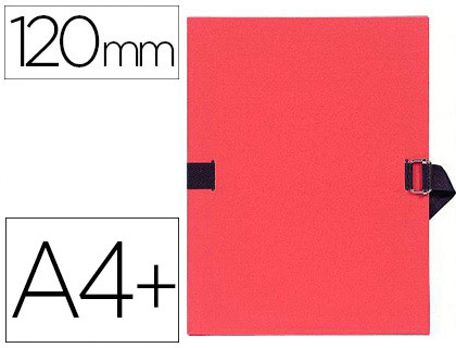 Chemise exacompta carton papier toilé 240x320mm dos extensible 120mm sangle coton boucle crantée coloris rouge