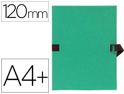 Chemise exacompta carton papier toilé 240x320mm dos extensible 120mm sangle coton boucle crantée coloris vert clair
