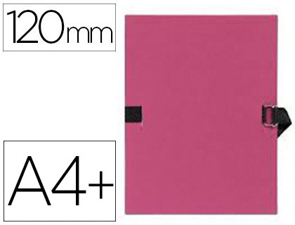Chemise exacompta carton papier toilé 240x320mm dos extensible 120mm sangle coton boucle crantée coloris bordeaux