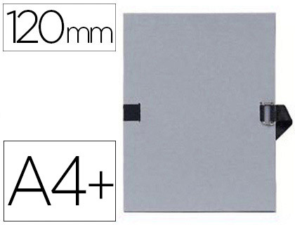Chemise exacompta carton papier toilé 240x320mm dos extensible 120mm sangle coton boucle crantée coloris gris