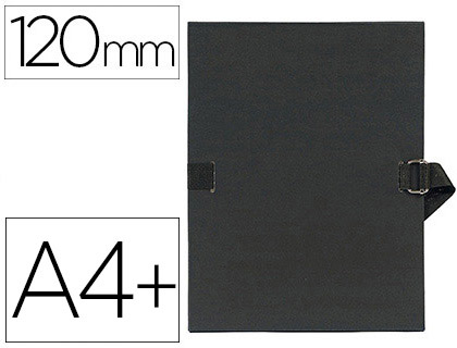 Chemise exacompta carton papier toilé 240x320mm dos extensible 120mm sangle coton boucle crantée coloris noir