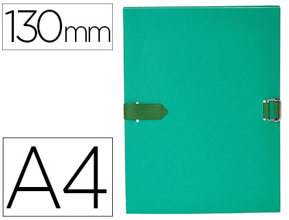 Chemise exacompta carton rembordé pp 240x320mm dos extensible 130mm rabat sangle coton boucle crantée coloris vert