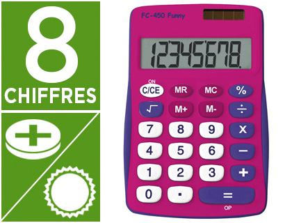 Fournitures de bureau : Calculatrice citizen poche fc 450 funny 8 chiffres coloris rose