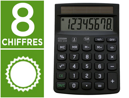 Fournitures de bureau : Calculatrice citizen bureau ecc-210 8 chiffres 