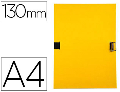 Chemise exacompta carton rembordé polypropylène 240x320mm dos extensible 130mm rabat sangle coton boucle crantée coloris jaune