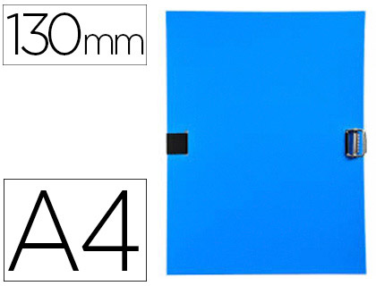 Chemise exacompta carton rembordé polypropylène 240x320mm dos extensible 130mm rabat sangle coton boucle crantée coloris bleu