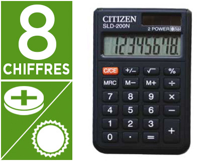 Fournitures de bureau : Calculatrice citizen poche sld-200n 8 chiffres
