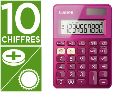 Fourniture de bureau : Calculatrice canon poche ls-100k 10 chiffres couleur rose