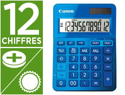 Fourniture de bureau : Calculatrice canon ls-123k 12 chiffres couleur bleu