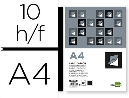 Papeterie Scolaire : Papier carbone liderpapel film noir format a4 boîte de 10 feuilles