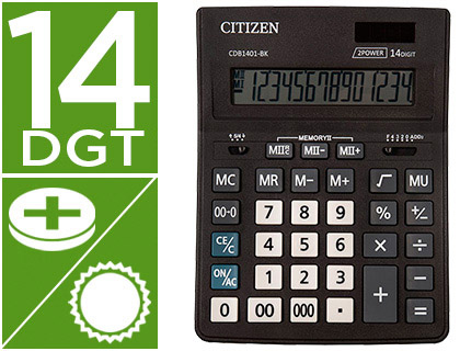 Papeterie Scolaire : Calculatrice citizen cdb1401 business line affichage 14 chiffres