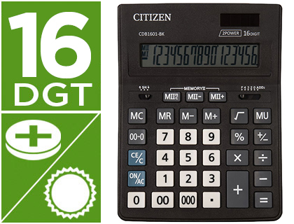 Papeterie Scolaire : Calculatrice citizen cdb1601 business line affichage 16 chiffres