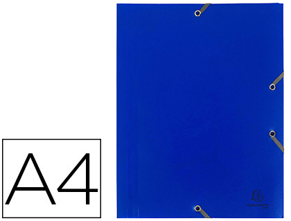 Chemise exacompta polypropylène 4/10e opaque 3 rabats élastiques a4+ 240x320mm coloris bleu