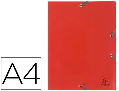 Chemise exacompta polypropylène 4/10e opaque 3 rabats élastiques a4+ 240x320mm coloris rouge