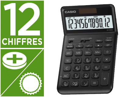 Fourniture de bureau : Calculatrice casio jw 200 sc bk grand écran 12 chiffres coloris noir