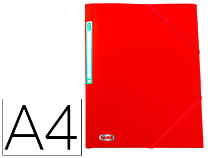 Chemise 3 rabats elba memphis polypropylène opaque 5/10e satiné format a4 24x32cm étiquette dos élastique coloris rouge