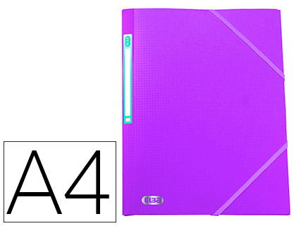 Chemise 3 rabats elba memphis polypropylène opaque 5/10e satiné a4 24x32cm étiquette dos élastique coloris violet