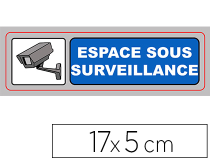 Papeterie Scolaire : Plaque signalisation viso sign pvc auto-adhesive espace sous surveillance 17x5cm