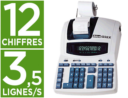 Fourniture de bureau : Calculatrice ibico 1232x imprimante professionnelle bicolore 12 chiffres 