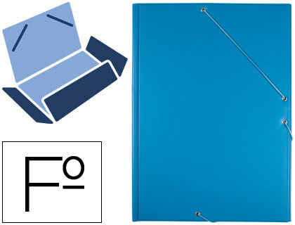 Chemise liderpapel carton rembordé dos flexible a4+ 320x240mm 3 rabats élastique coloris bleu ciel