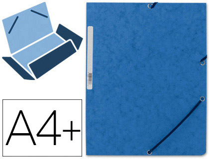 Chemise q-connect carte lustrée 375g pour documents a4 320x243mm 3 rabats coloris bleu