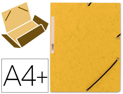 Chemise q-connect carte lustrée 375g pour documents a4 320x243mm 3 rabats coloris jaune