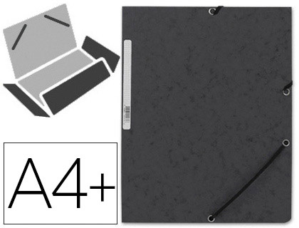 Chemise q-connect carte lustrée 375g pour documents a4 320x243mm 3 rabats coloris noir