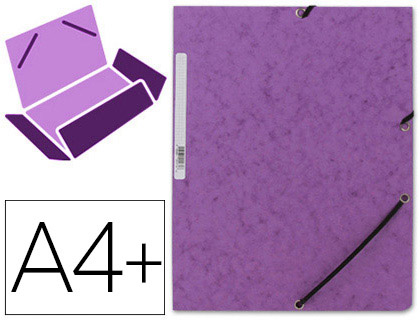 Chemise q-connect carte lustrée 375g pour documents a4 320x243mm 3 rabats coloris violet