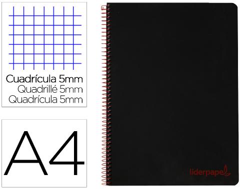 Papeterie Scolaire : Cahier spirale liderpapel a4 micro wonder 240 pages 90g 5x5mm 4 trous 5 bandes couleurs noir