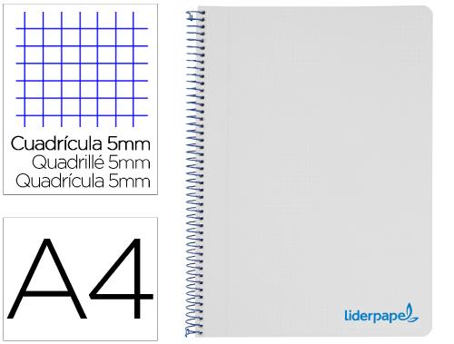 Papeterie Scolaire : Cahier spirale liderpapel a4 micro wonder 240 pages 90g 5x5mm 4 trous 5 bandes couleurs gris