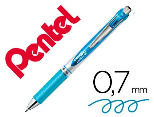 Pentel Energel BL77-SX - Roller Rétractable - Pointe Moyenne 0.7mm - Bleu Ciel