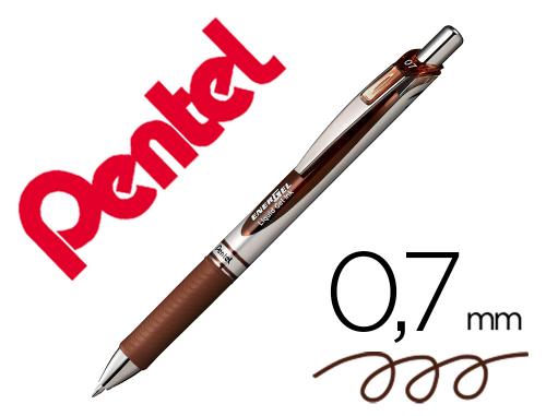 Pentel Energel BL77-EX - Roller Rétractable - Pointe Moyenne 0.7mm - Marron