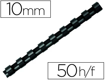 Fournitures de bureau : Anneau plastique à relier q-connect capacité 50f 10mm diamètre coloris noir boîte 100 