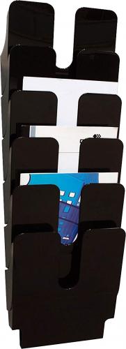 Papeterie Scolaire : Corbeille murale durable flexiplus 6 cases a4 portrait ouverture en v kit fixation 360x247x100mm coloris noir