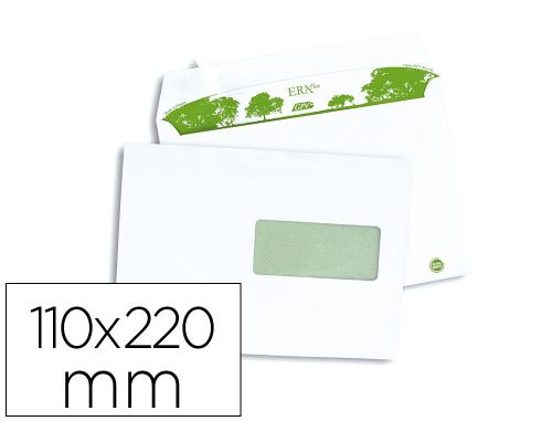 Papeterie Scolaire : Enveloppe gpv dl 110x220mm 80g auto-adhésive green fenêtre 35x100mm blanche boîte 500