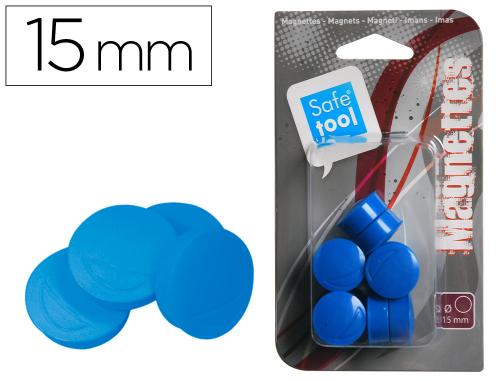 Papeterie Scolaire : Aimant safetool rond afficher signaler diamètre 15mm coloris bleu blister de 10