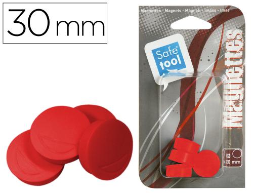 Papeterie Scolaire : Aimant safetool rond afficher signaler diamètre 30mm coloris rouge blister de 4