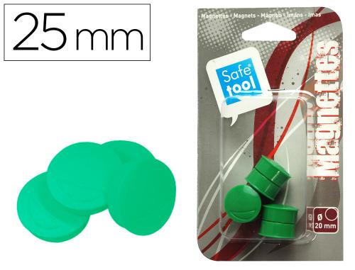 Papeterie Scolaire : Aimant safetool rond afficher signaler diamètre 25mm coloris vert blister de 5